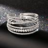 Diamond-Encrusted Steel Wire Elastic Bracelet Six Rows Open ** Fork Wound Rhinestone Bracelet Full Diamond Bracelet Female