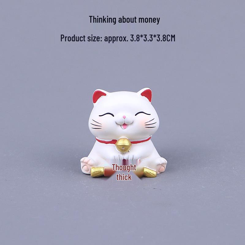 Prosperity Lucky Cat Mini Ornament for Office Desk or Car Console