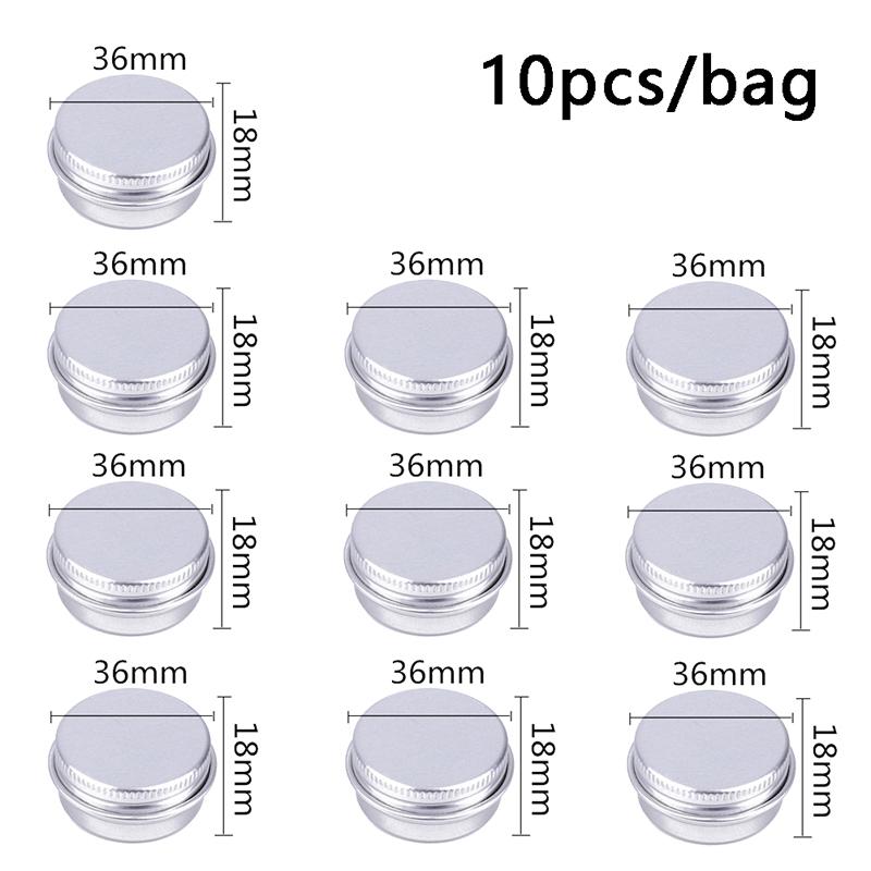 

10 шт., 10 мл, алюминиевая жестяная банка для крема, бальзама для ногтей, свечи, косметический контейнер, коробка серебряный