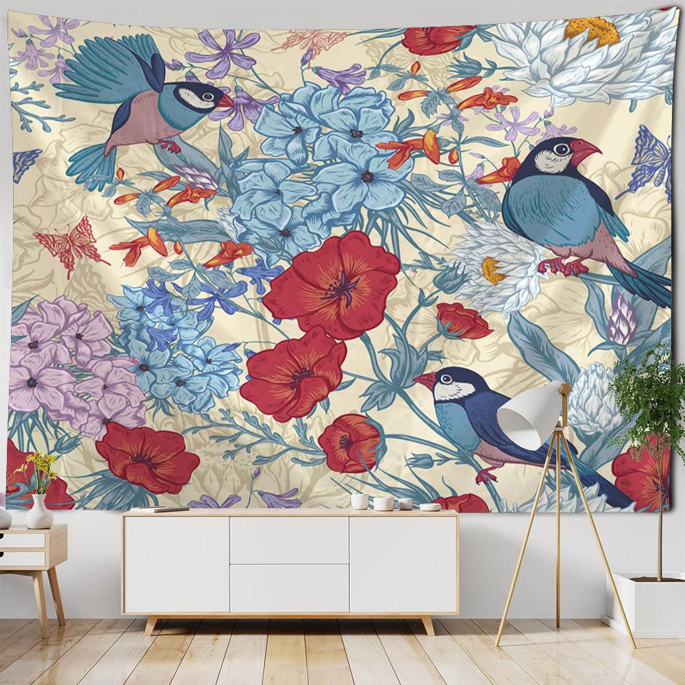 Plant And Flower Tapestry Wall Hanging Bohemian Retro Hippie Dormitory Bedroom Home Wall Decoration Outdoor Beach Mat Bed Sheets