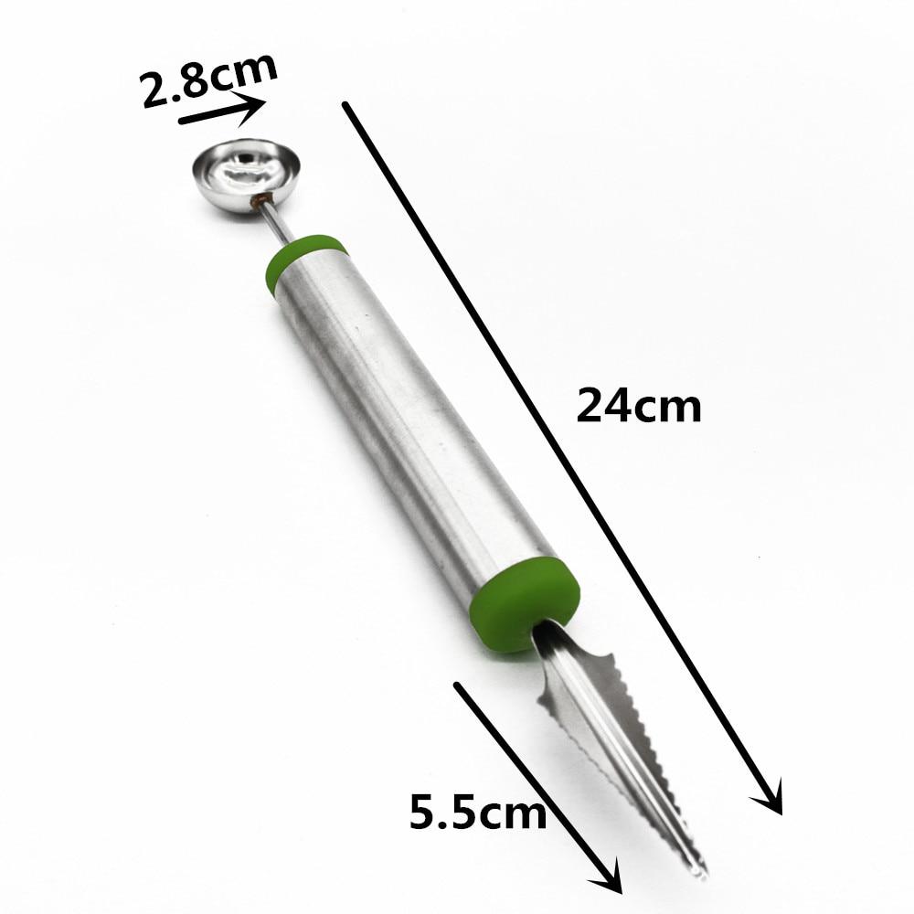 Paslanmaz Çelik Kavun Baller Meyve Oyma Bıçağı Çift Taraflı Kavun Kepçe Sebze Oyma Aracı