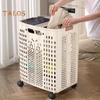 Koš na prádlo s kolečky, velkokapacitní skládací design, úložný koš na kolečka s rukojetí
