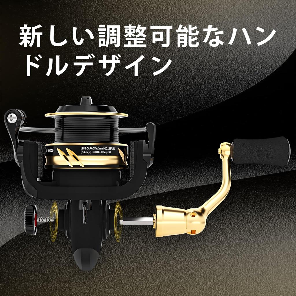 Ashconfish Spinning Reel, Graphite Body, 7+1BB, Stainless Steel, Lightweight, Freshwater/Saltwater Use, Gear Ratio 5.0:1, 100m PE Line Included, AF400