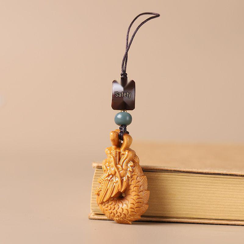 Sandalwood Dragon Zodiac Keychain Pendant for Couples