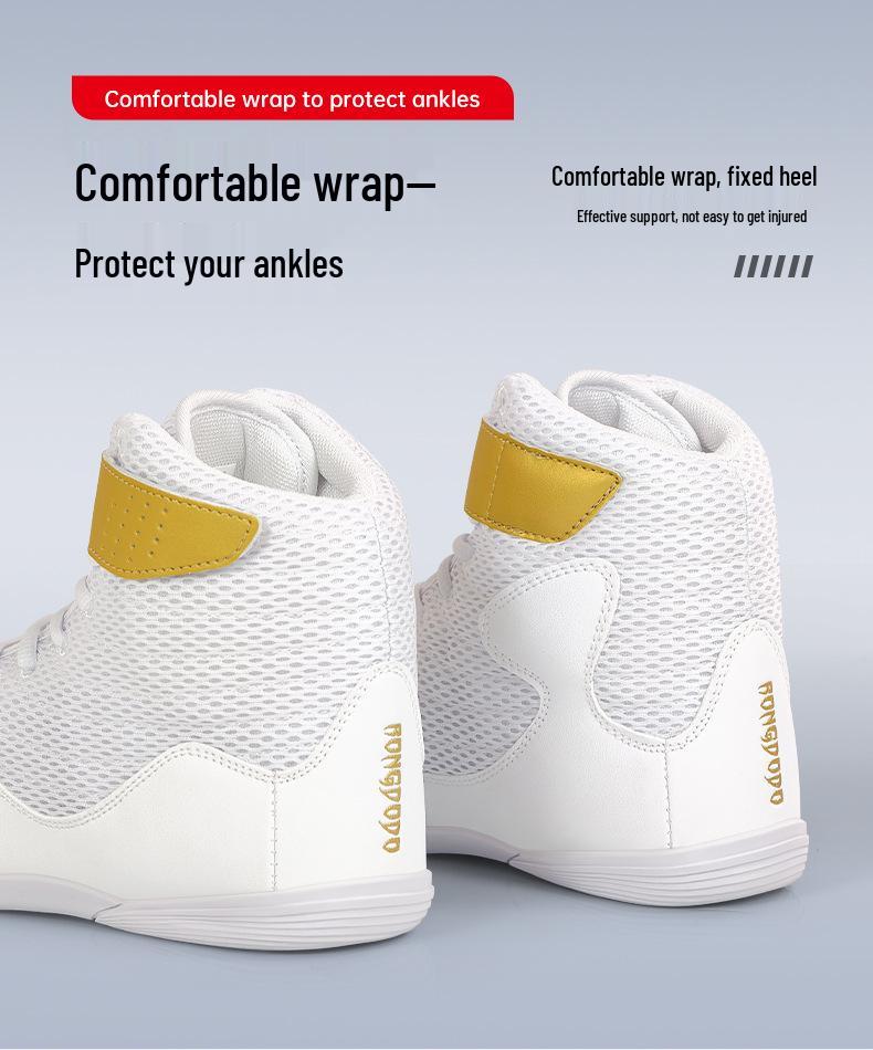 Sanda High Top Boxing & Wrestling Shoes - Unisex Shock Absorption for Training & Fitness