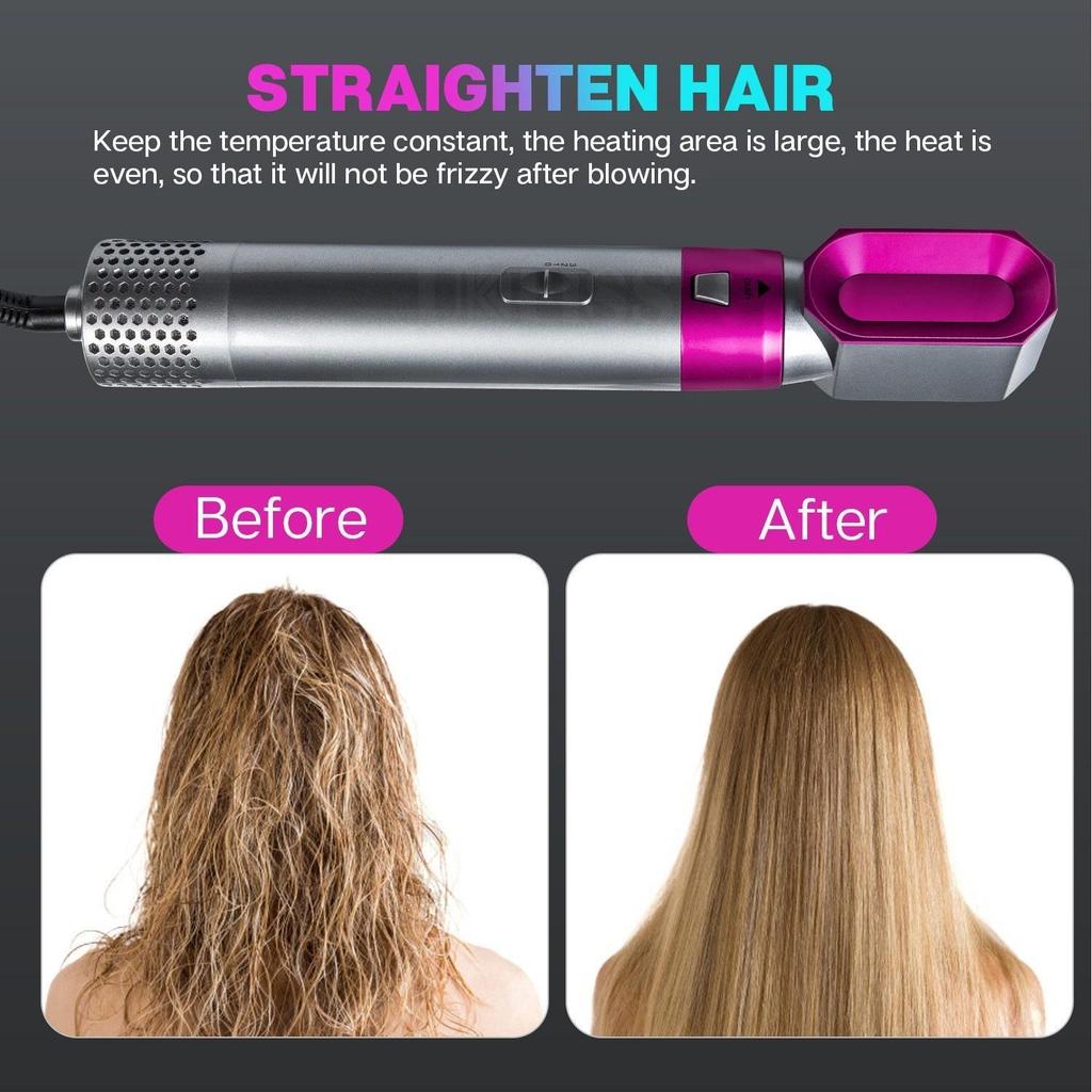 5-in-1 Rotating Hot Air Brush & Curling Iron - Multi-functional, No-Damage Big Wave Hair Dryer
