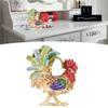 Rooster Trinket Box Embedded Rhinestone Alloy Bright Colors Wide Application Bejeweled Box for Jewelry Dressing Table