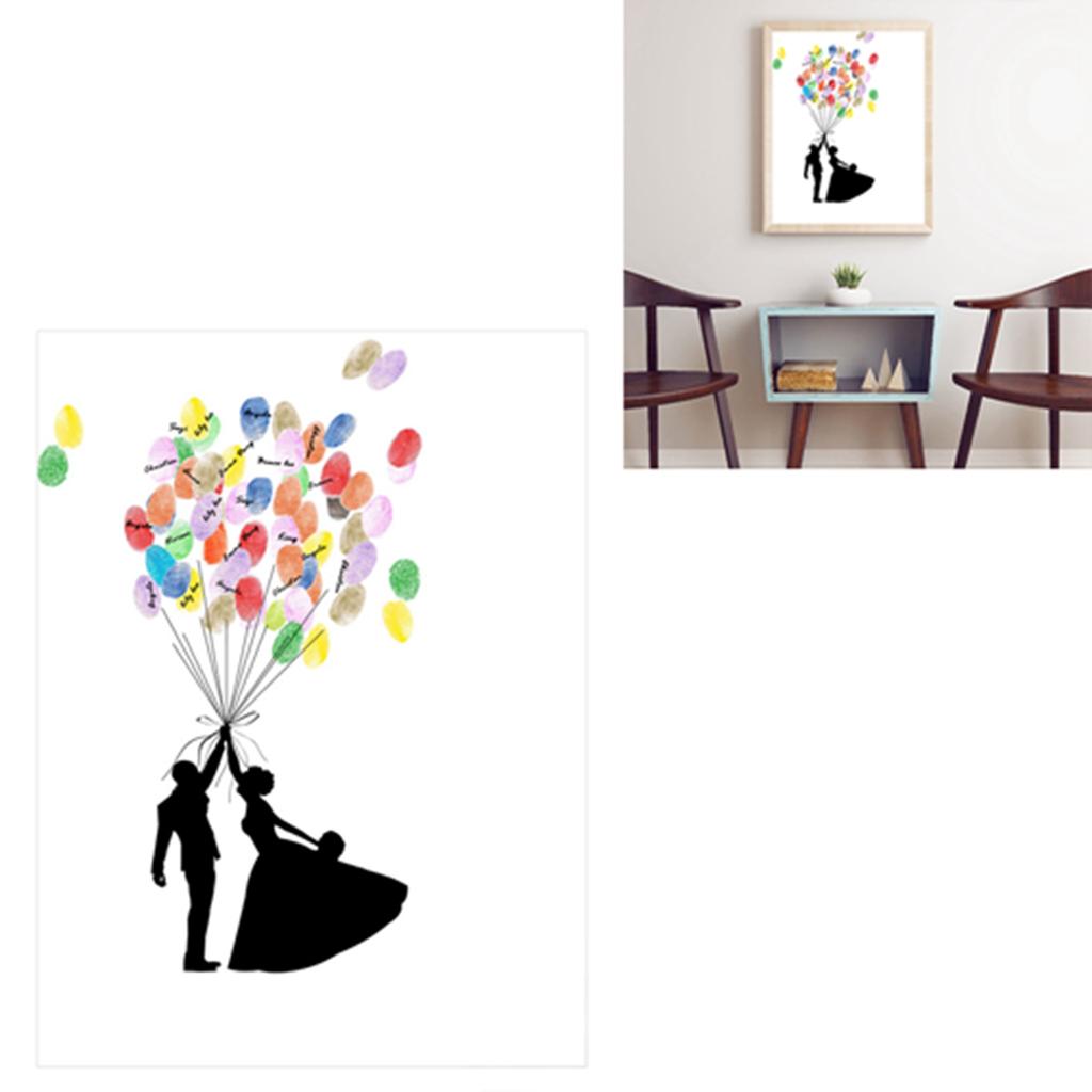 DIY Pattern Guest Signature Signin Book Guestbook Fingerprint Painting for Wedding Birthday Party