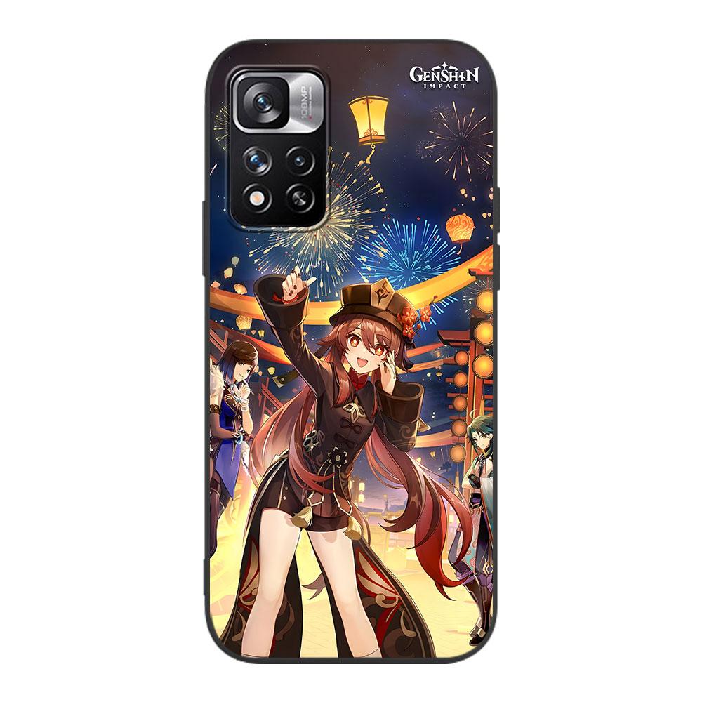 Hu Tao Genshin Impact Case for Xiaomi Redmi 10A 10C 9C 12C 9A 9i 10 12 9 Prime 9T K40 Pro Black Soft TPU Mobile Phone Bag Cover