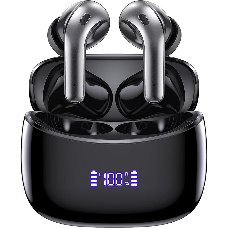 

Наушники Bluetooth 5.3, беспроводные наушники, 60 часов воспроизведения, мощный звук, наушники-вкладыши со светодиодным дисплеем, зарядный чехол, наушники-вкладыши с микрофоном чёрный