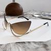 Sweet Edgy Rhinestone Gradient Cat-Eye Decorative Glasses Thin Metal Frame Irregular CutStylish Photo-Ready Eyewear for Outfits