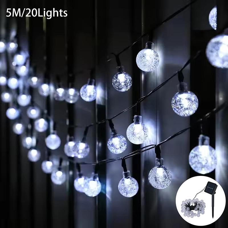 Solar String Lights Outdoor Crystal Globe Lights Waterproof Solar Festoon Fairy Light For Garden Party Decor