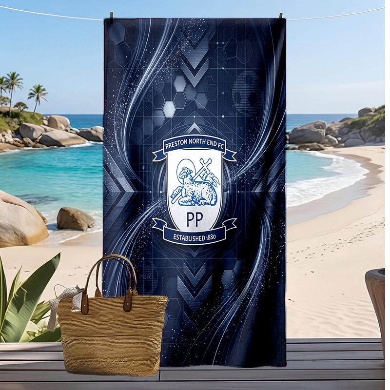 Asciugamano da Spiaggia con Stampa del Preston North End Football Club, Asciugamano Grande Morbido ad Asciugatura Rapida per Spiaggia Campeggio Nuoto