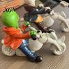 Cool Desk Figurine Halloween Skeleton Riding Motorcycle Figurine, Gothic Spooky Statue for Home Niche Collection Ornament Garden, Resin Biker