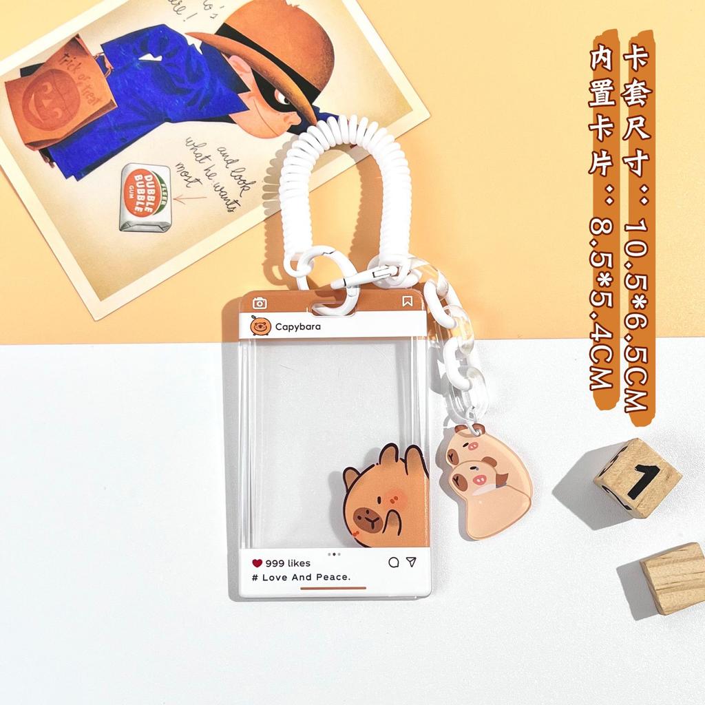 Cute Capybara Card Holder Cartoon Transparent Photo Card Holder Student Badge Protective Case ID Card Organizer Stationery Gift