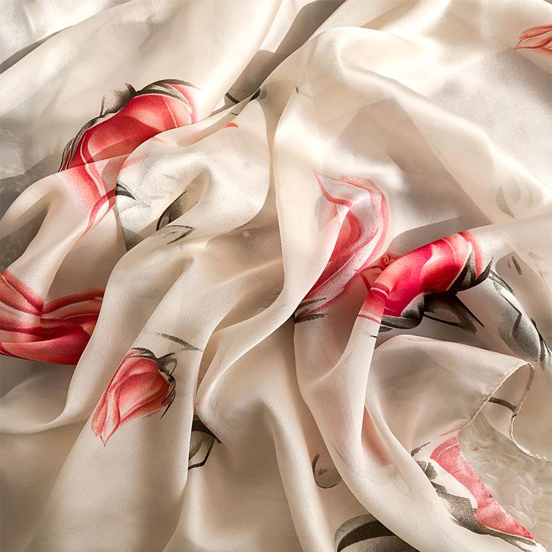 Primavera Verão Cachecol Feminino Seda Grossa Xale Cachecóis Quentes