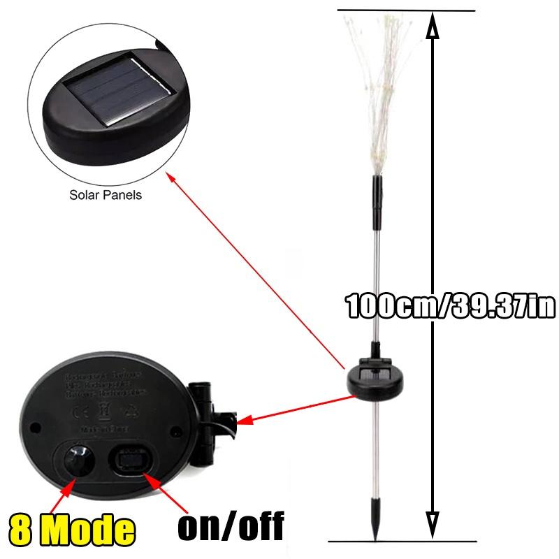 200 LED Solar Fireworks Light RGB Color Changing Outdoor Solar Lights Waterproof IP65  Decorative Garden Lighting for Yard Lawn Patio