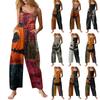 Women's Fashion Halloween Print Casual Vintage Sleeveless Button Jumpsuit
