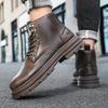Men's boots four seasons new soft sole high-top non-slip casual boots fashion outdoor boots youth Joker work boots leather boots