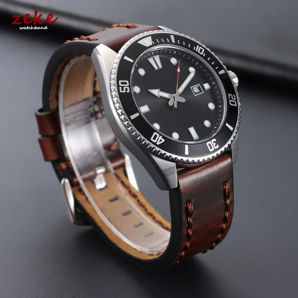 Ručně šitý Kožený Řemínek na Hodinky Vintage Voskovaný Vrchní Vrstva Kůže Řemínek na Hodinky 18mm 20mm 22mm 24mm pro Pánské Hodinky