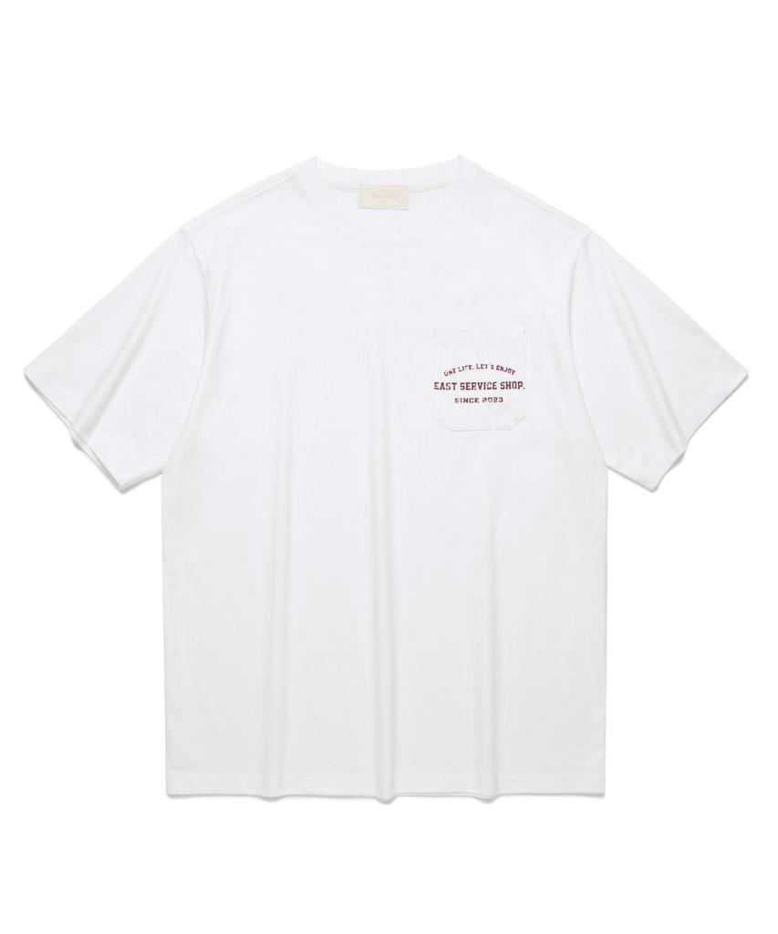 Iseuteuseobiseusyab Stamp Pocket Half T - White
