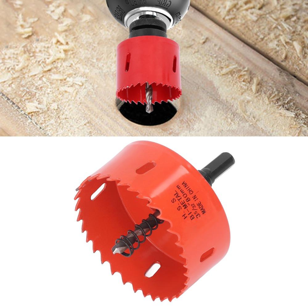 80mm Diameter Hole Saw Cutter 37mm Cutting Depth With Arbor Mandrel Bi-Metal Hole Saw Smooth Cutting Edge Sharply Teeth