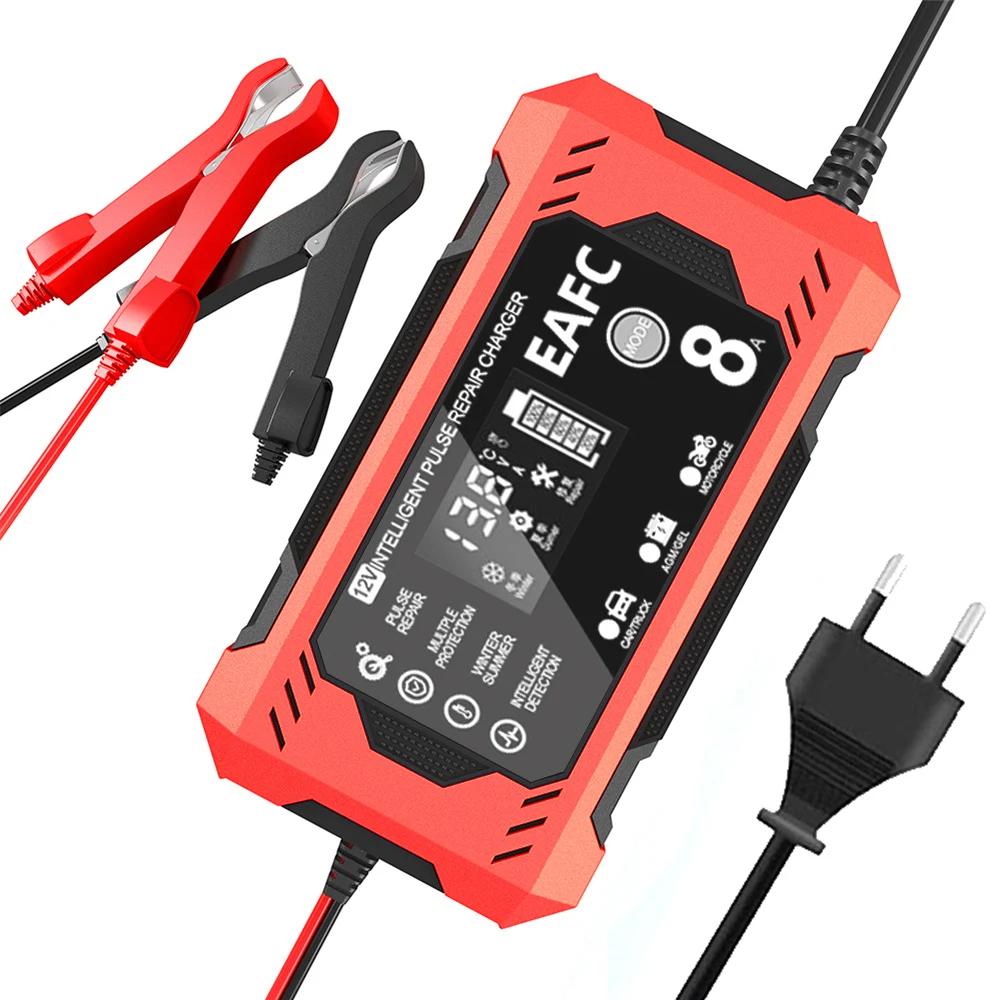 

12 В автомобильное зарядное устройство 8A 10A автомобильное устройство для зарядки аккумулятора мотоцикла свинцово-кислотный аккумулятор умный ремонт ЖК-дисплей