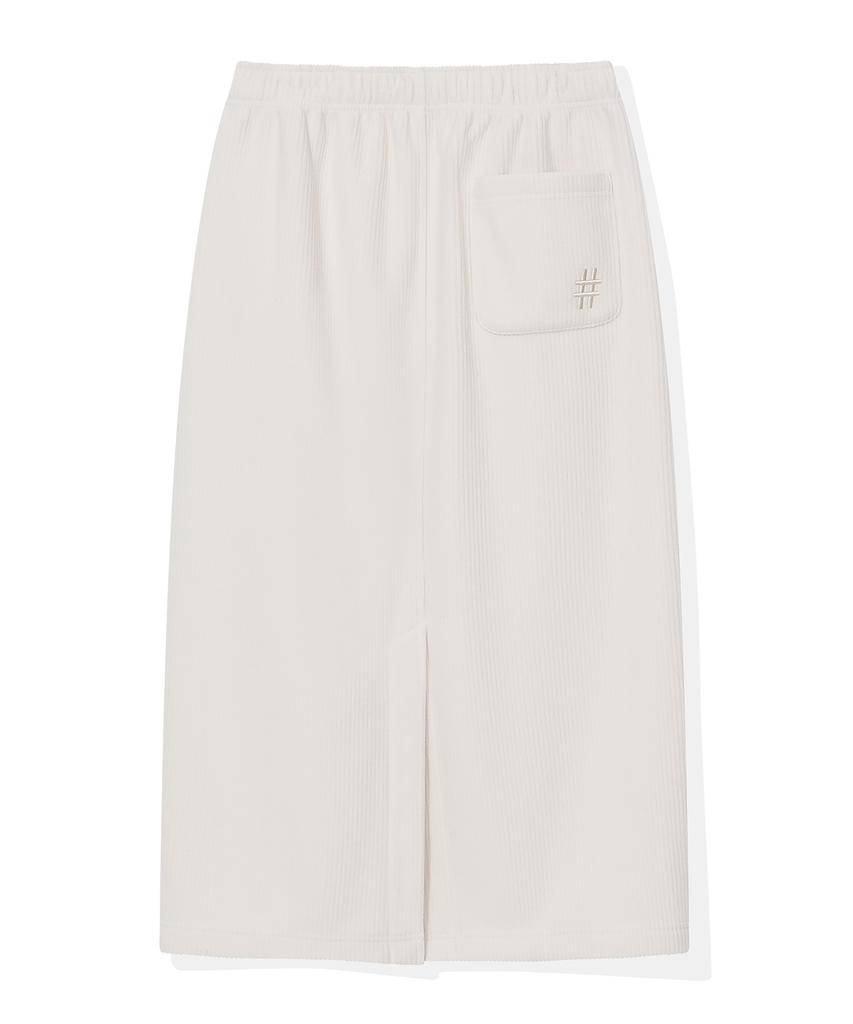 BEENTRILL Corduroy Fleece Long Skirt (Ivory)