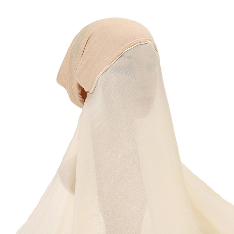 Модный мусульманский головной платок Легкий полиэстеровый платок Уникальный платок для повседневного использования бежевый