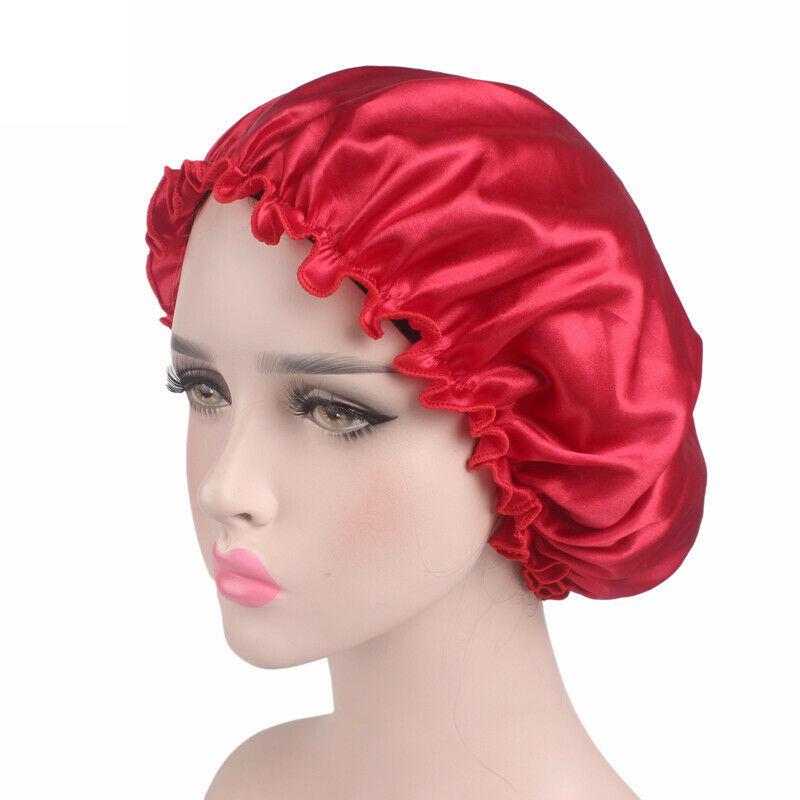 Women Satin Night Sleep Caps Hair Bonnet Hat Head Cover Silk Turban Wrap Band