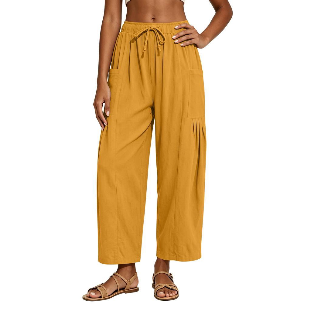 Women's Loose-fitting Wide-leg Pants, Casual Loose-fitting Pants, High-elastic Waistband, Long Pants With Pockets