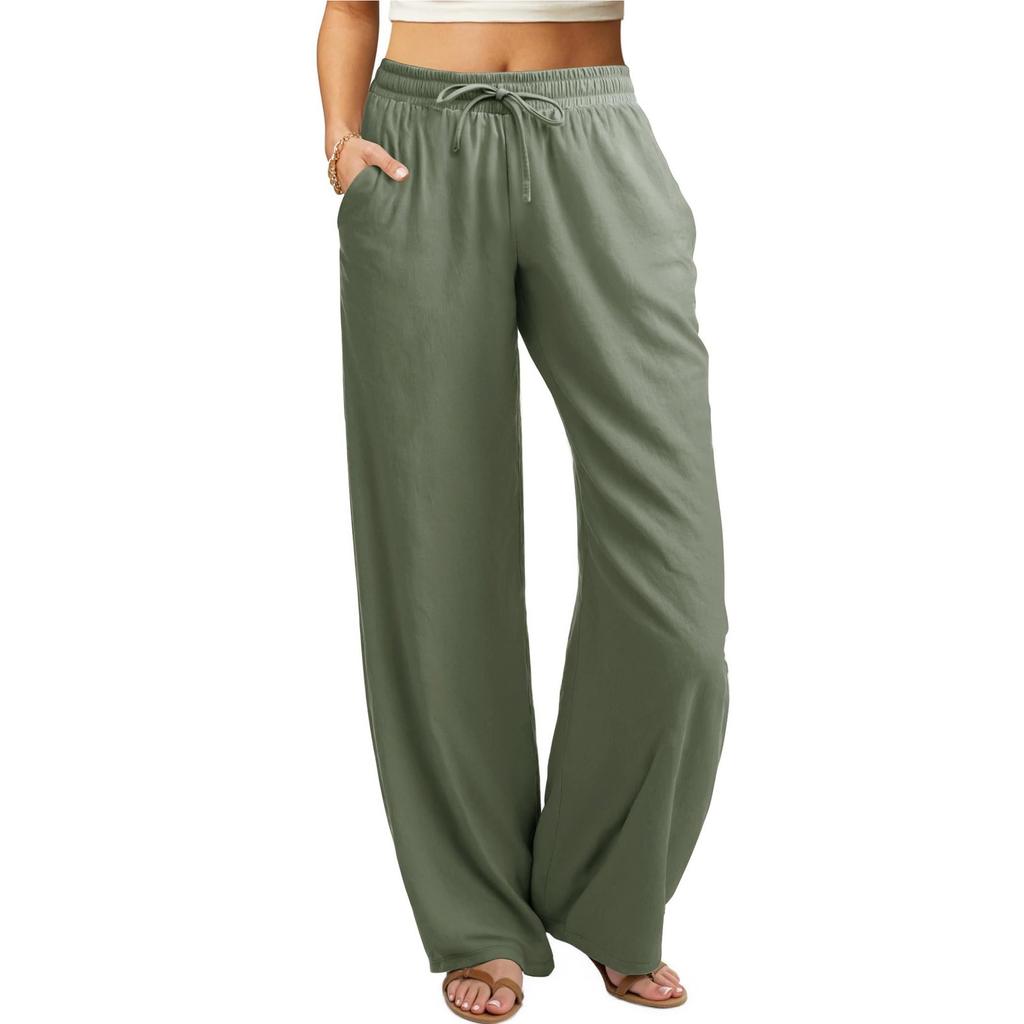 Dámské kalhoty se stahovací šňůrkou v pase, elastické s vysokým pasem, na cvičení, ležérní kalhoty