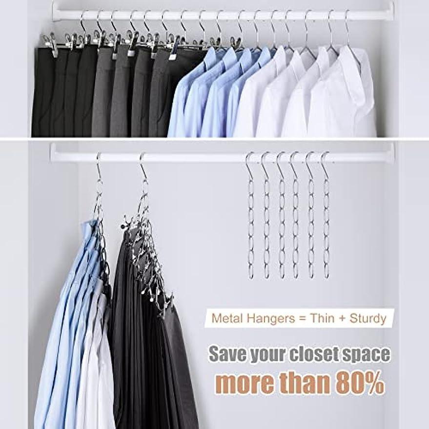 2pcs 7-Slot Metal Chain Clothes Hanger Space-Saving Organizer Multi-Hanger Storage Wardrobe Accessory Clothes Organizer Storage argento