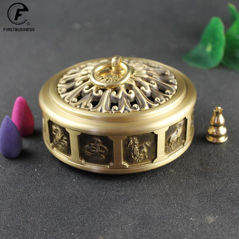 New Brass Copper Chinese Zodiac Incense Burners Portable Censer Buddhism Incense Holder Home Tea House Yoga Studio Decor Home