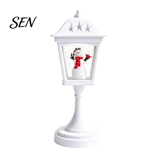 Christmas Table Decor Snow Sphere Lamp, Retro Street Lamp Design, Santa Home Interior Accents Snowman Tree Night Light for Bedroom, Tabletop