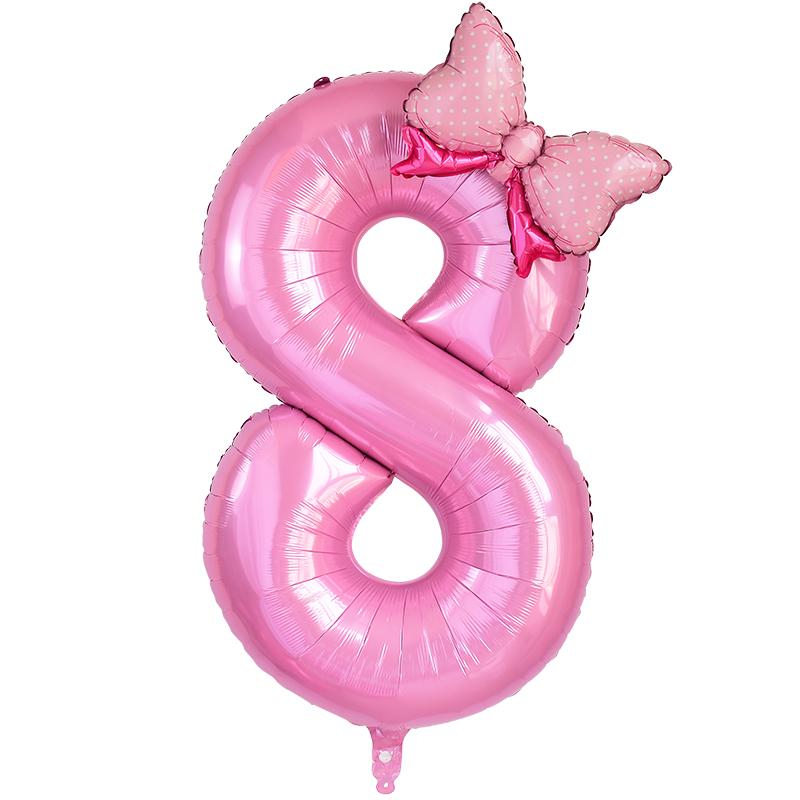 2 szt. Różowy balon foliowy z cyfrą 40 cali z uroczymi balonami w kształcie kokardki Dla Dzieci Dziewczynki Pierwsze Urodziny Dekoracje Upominki Artykuły