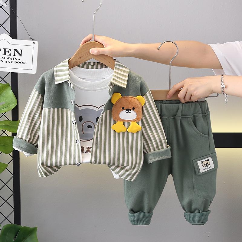 Stylish Autumn Baby Boy Three-Piece Set: Trendy Toddler Outfit for 1-2 Year Olds