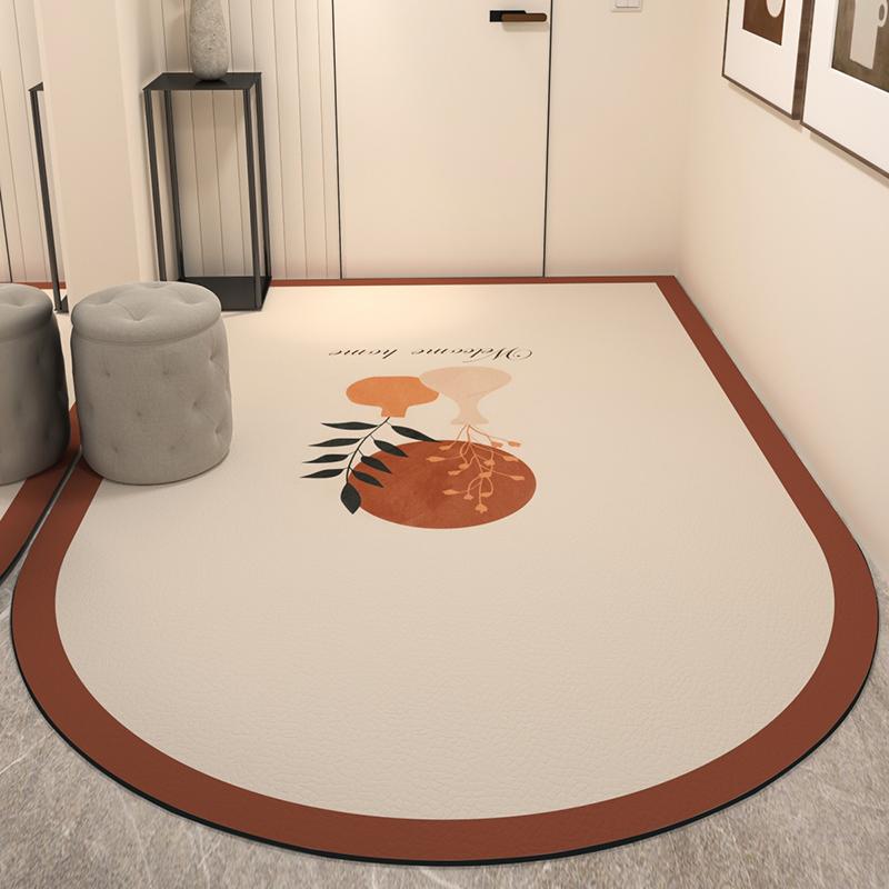 Modern Minimalist Entry Door Mat Home Pvc Leather Carpet Anti-oil and Anti-fouling Kitchen Rugs Large Area Washable Balcony Rug