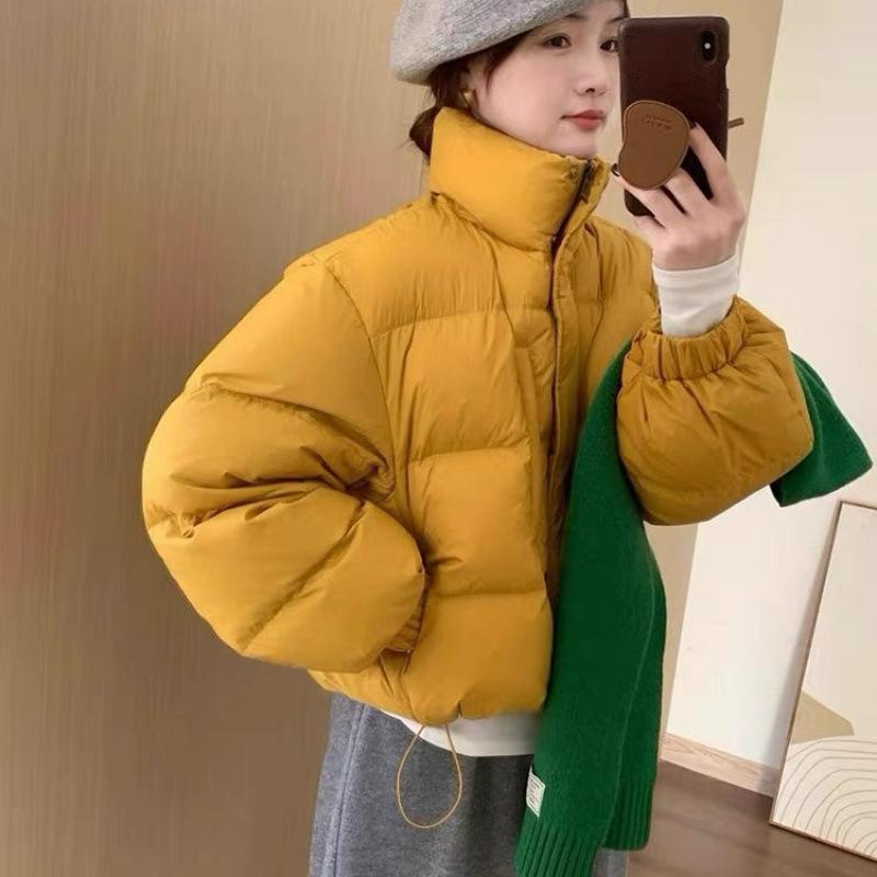 

Short yellow down cotton clothes women s winter large size fat mm high-grade good-looking bread clothes thickened cotton-padded clothes jacket S