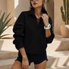 Women's Long Sleeve Pullover Sweatshirt with Stand Collar, Casual Fashion Top for Spring Fall, Lightweight Sweatshirt