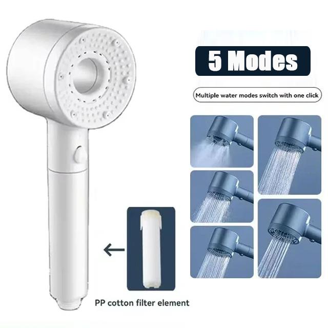 7 Spray Filtered Shower Head High-Pressure Handheld Water Saving Showerhead Fall Resistance Black Faucet Bathroom Shower Nozzle