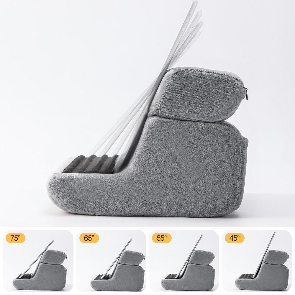 Portable 4 Angles Tablet Pillow Stand Adjustable with Pockets E-reader Reading Pillow Cushion Comfortable Reading Holder Travel