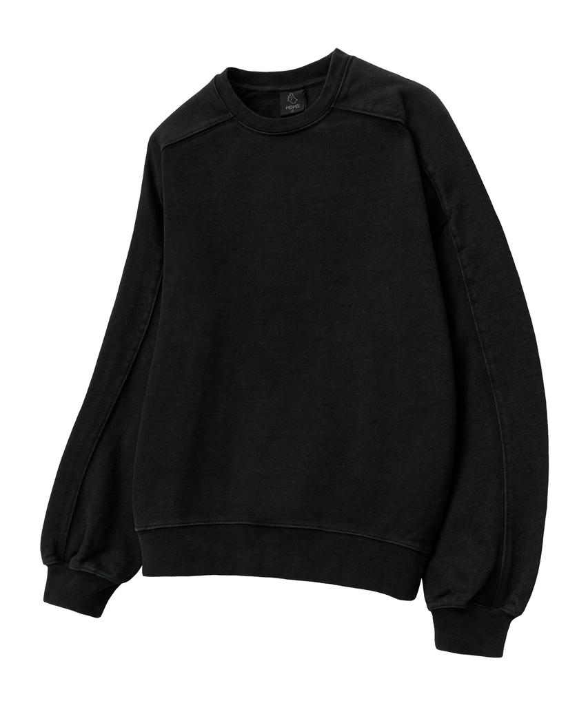 MOZMOZ Heavy Weight Pigment Back Embroidery Cutout Oversized Sweatshirt Black