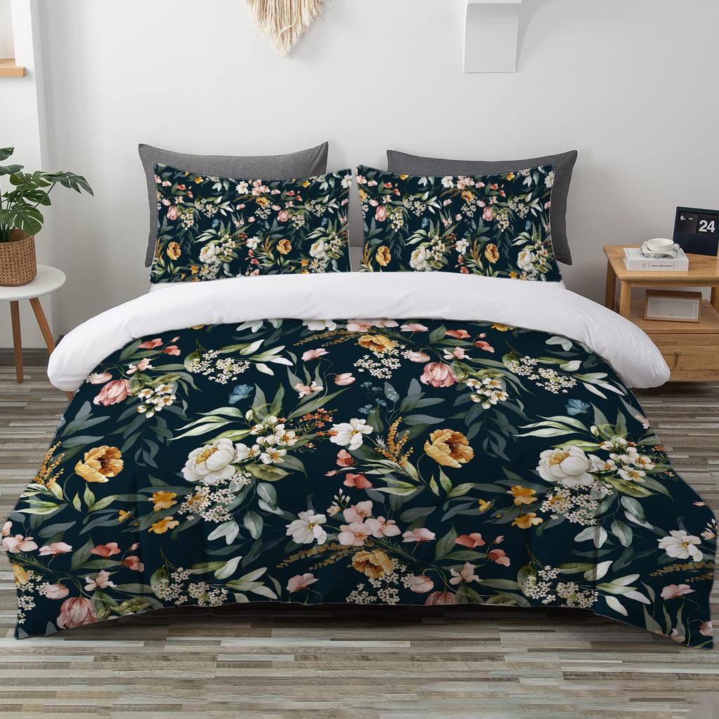 Modern Fashion Flower Bedding Three-Piece Quilt Cover