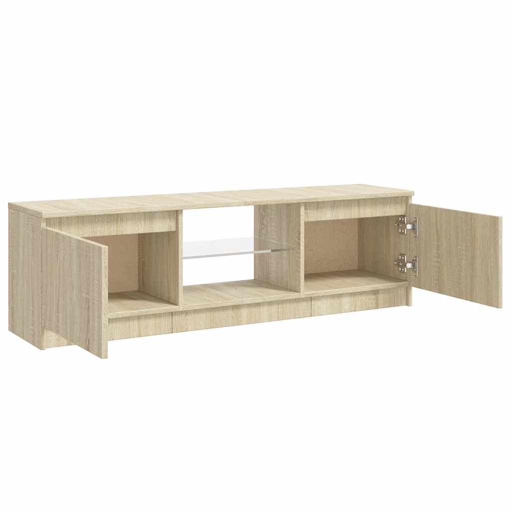 Vidaxl Szafka Pod Tv Z Oświetleniem Led, Dąb Sonoma, 120X30X35,5 Cm