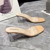 Fashion Summer Women Pumps Sandals PVC Jelly Slippers Open Toe High Heels Women Transparent Perspex Slippers Shoes Heel Clear Sandals