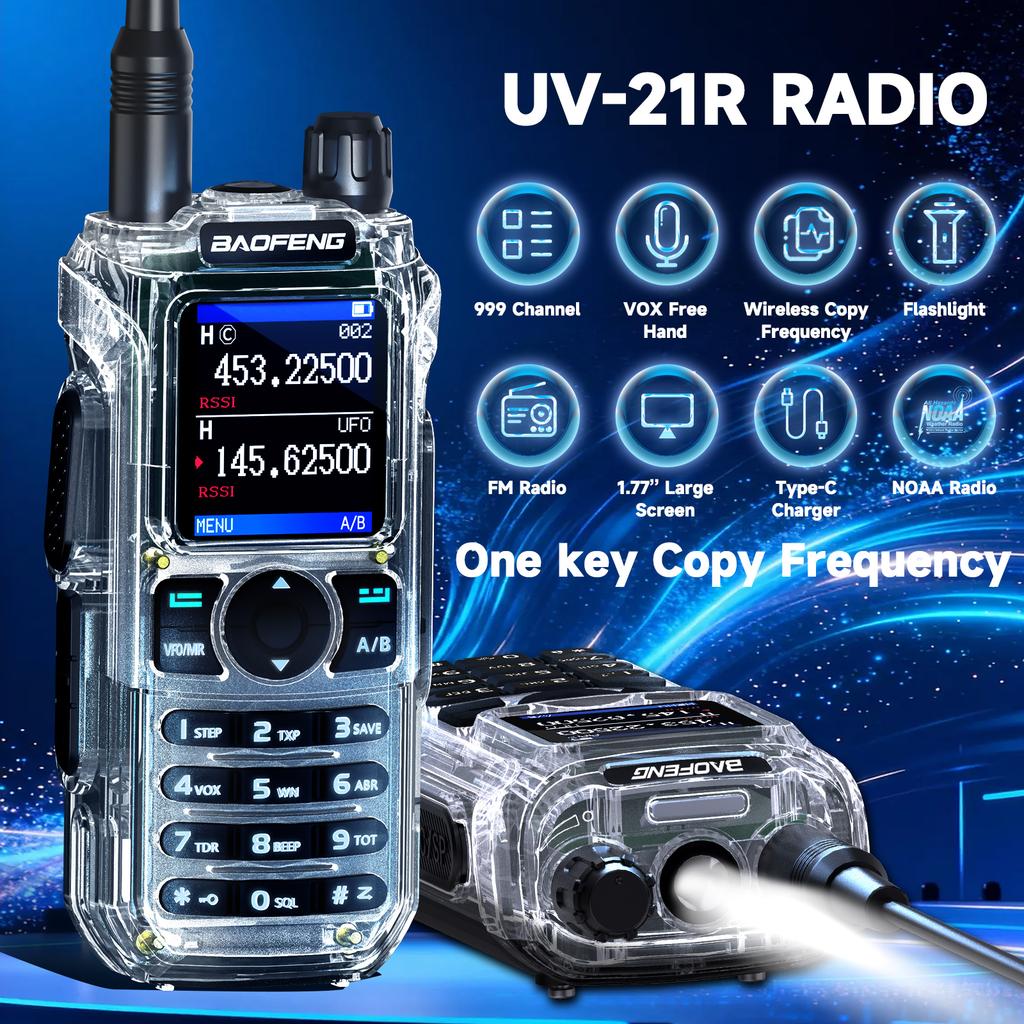 Baofeng UV-21M Portable Walkie Talkie Wireless Copy Frequency Long Range Multi-Band AM FM Type-C Ham Two Way Radio UV-5R MINI