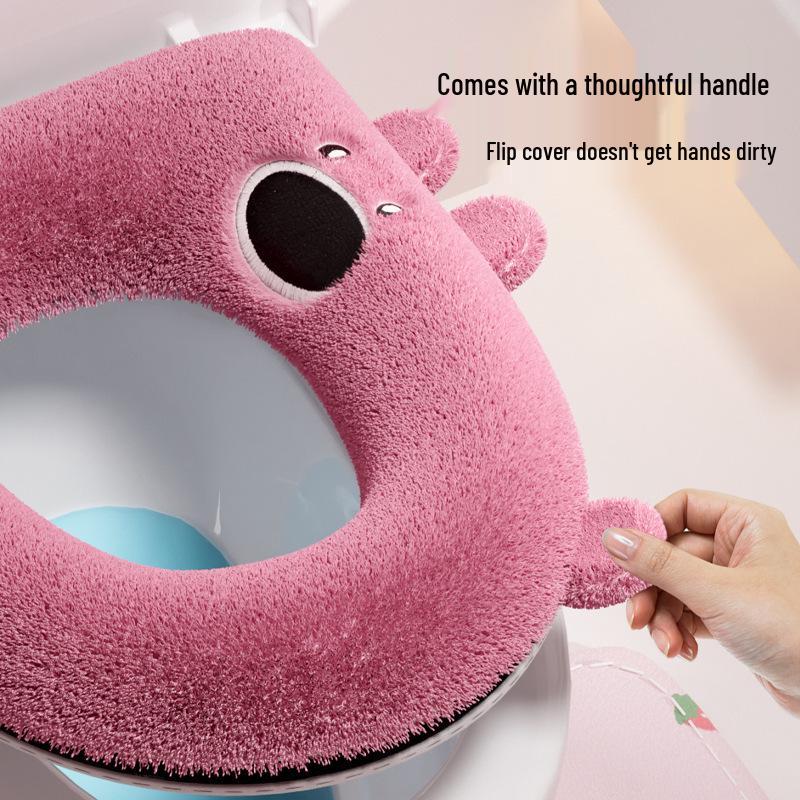 Waterproof Velvety Toilet Seat Cover with Zipper - Thick, Dirt-Resistant, All-Season & Washable