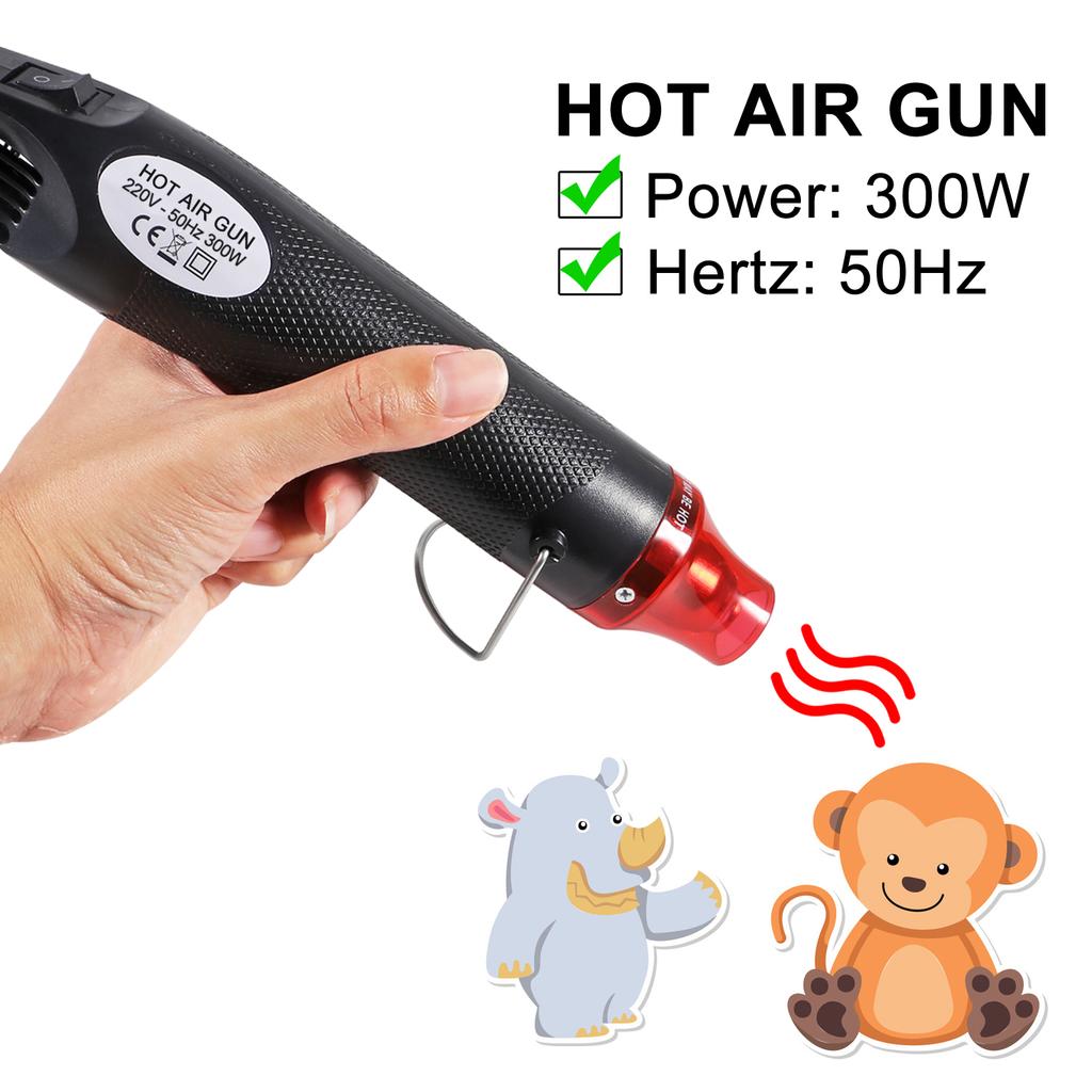 300W Electrical Heat Gun Portable Craft Heat Gun Handheld Mini Hot Air Gun for DIY Craft Embossing Shrink Wrapping PV Shrink
