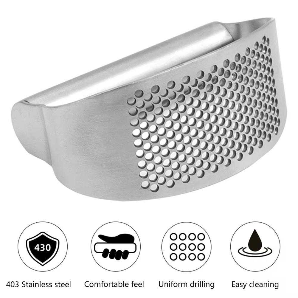 Ruční lis na česnek z nerezové oceli, zakřivený drtič česneku, multifunkční mlýnek na česnek, kuchyňské náčiní pro domácnost